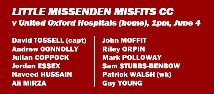 MisfitsCricket's tweet photo. Today we welcome our friends from @uoh_cc to the Highmoor Ground. Good old-fashioned timed game. Here's our line-up... https://t.co/22PQCNkrfd