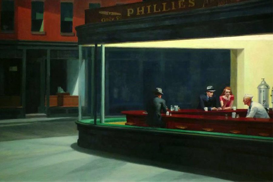 @celilsadk Nighthawks / EDWARD HOPPER

İstila edilmiş bir şehirdeki boşluk. Restoranda bulunan üç müşteri ne birbirine bakar ne de birbiriyle konuşur. Her biri kendi düşüncelerinde kaybolmuş gibidir. Tablo, Pearl Harbor Saldırısı sonrası kocaman bir şehrin yalnızlığını konu alıyor.