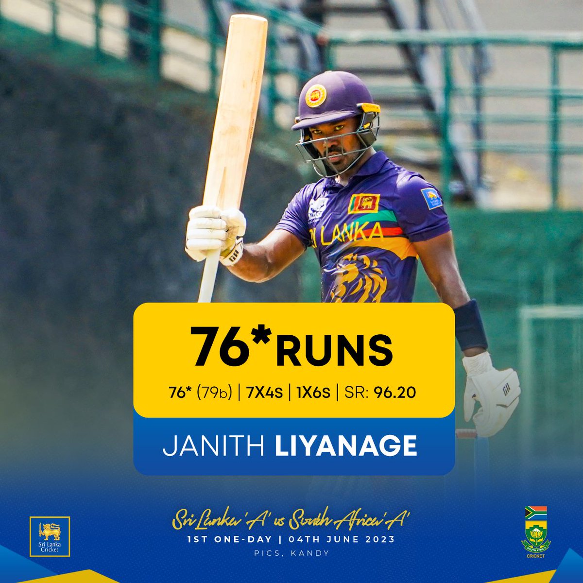 Janith Liyanage and Nishan Madushka shine with their half centuries for Sri Lanka 'A' against South Africa 'A'. 🌟🌟 #SLvSA #SLATeam