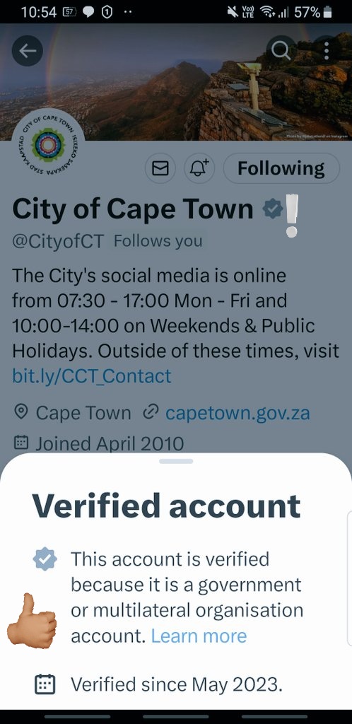 CapeTown's tweet photo. Congrats 🎉 on your official checkmark this May 2023 government-run @CityofCT #SouthAfrica #greyTick
The distinction will be helpful to all. Thanks. ~ժ
#unsponsored Shared in Public Interest. RT Pls https://t.co/1sOdgX10Vd