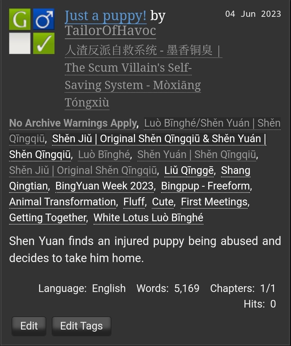 Puppy Love: Day 1 of #BingyuanWeek2023

Short, cute, and simple💕 I just love Bingpup 

archiveofourown.org/works/47642269