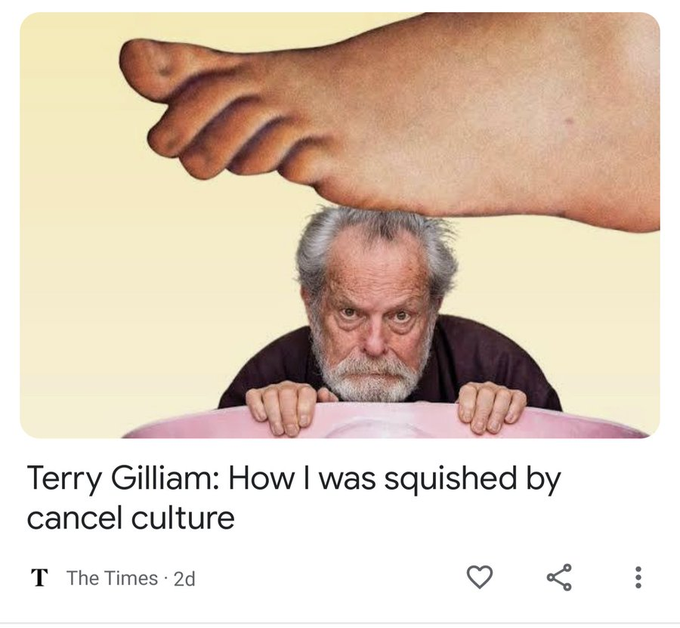 It’s strange to see how my favorite filmmakers of 2003 have adapted to this changing world

Lynch directed an 18 hour series where his character said of transphobes “Fix your hearts or die!”

Cronenberg directed 4 masterpieces &amp; praised trans people 

Gilliam…just this basically