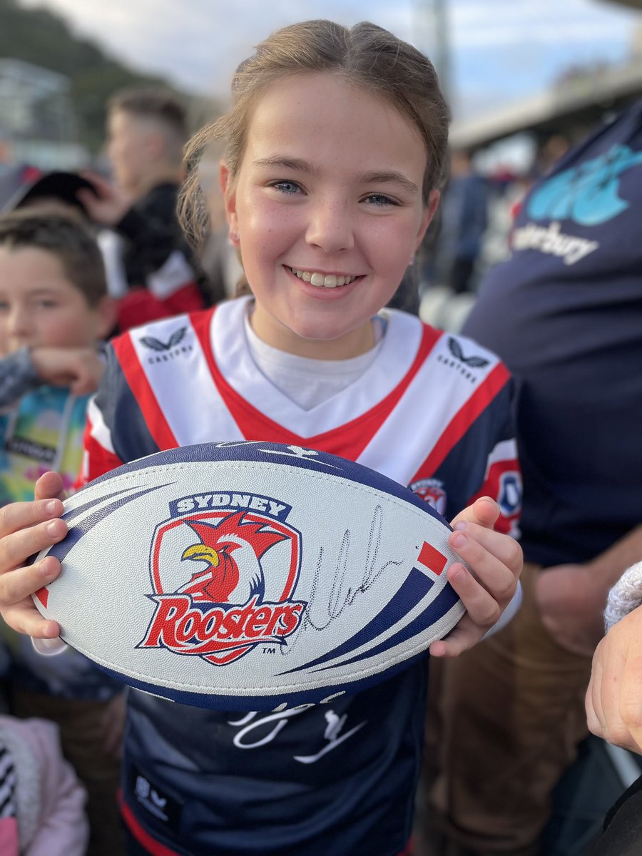 Took the daughter to RoostersVDoggies in Gosford today for her birthday. Topped off the win with a signed ball from her new favourite player (sorry Teddy) Luke Keary! #EastsToWin @sydneyroosters