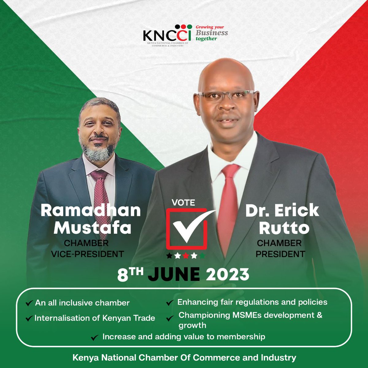 KNCCI provides its members with a range of support services, including access to market data, business consulting services, mentorship opportunities, business training and capacity building programs, and mentorship possibilities.
Dr Erick Rutto #PresidentErickRutto
@DrEricRuto https://t.co/pIJ91Av6Vu