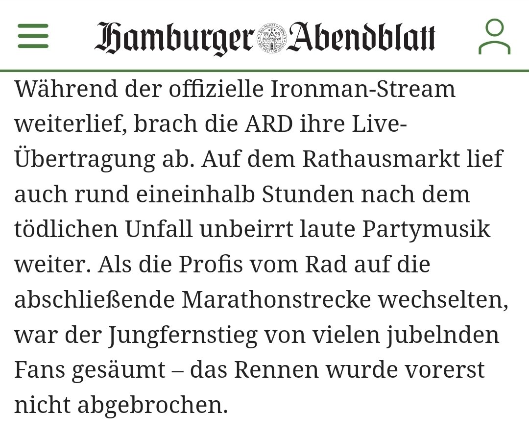 Motorradfahrer stirbt beim #IronMan in Hamburg und <a href="/IRONMANtri/">IRONMAN Triathlon</a> tut so, als wäre nichts passiert. Unfassbar. abendblatt.de/sport/article2…
