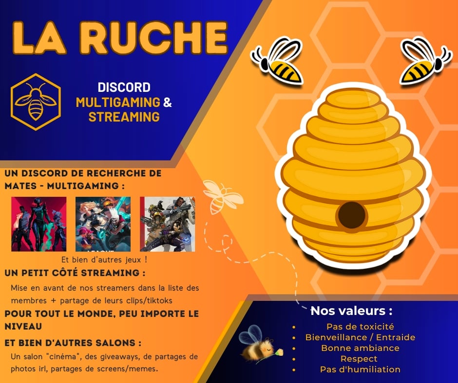 Vous recherchez une commu multigaming Discord ?

Ça se passe ici: discord.gg/beelaruche

#gamingfr #diabloIVfr #Frenchstreamers #frgaming #ValorantFR #overwatchFR