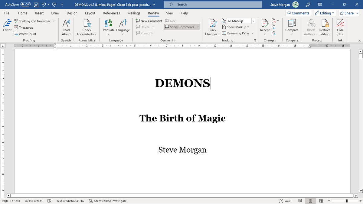 steviephil's tweet photo. Trilogy update: DEMONS I is finally 100% complete! Two years of various drafts, multiple rounds of beta readers, a professional edit (thanks @liminal_pages!), &amp; a final proofread, it now sits at 87,144 words &amp; is now ready for me to pitch to publishers &amp; literary agents. 🥳📕🖋️ https://t.co/gfzcEEX3NU