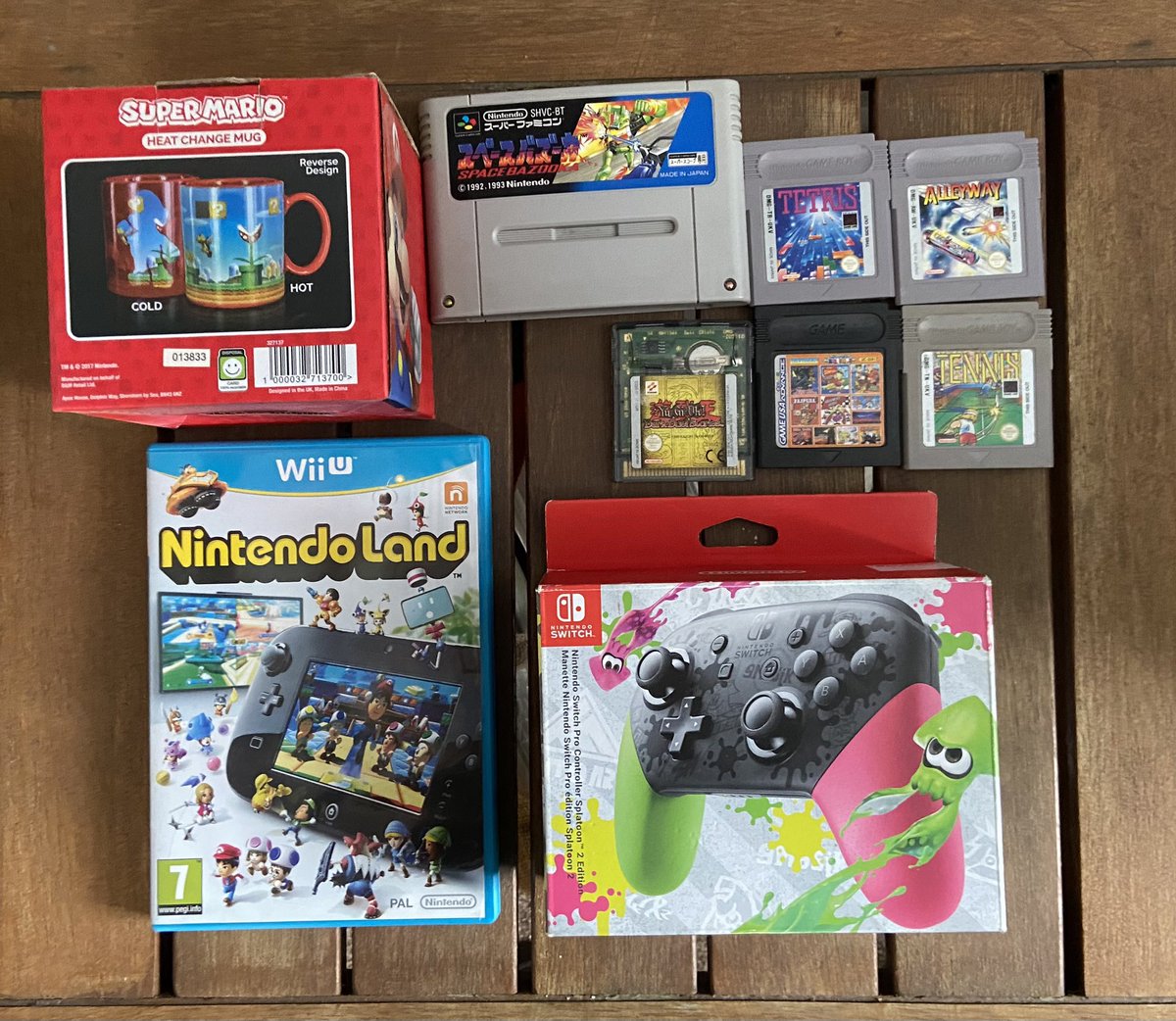 The spoils of war!

Today’s carboot booty I plundered! ARRRAAAGGGH!!!

Mario Mug - £3
Gameboy Games £1 each 
Super Famicom  super scope game £2
Wii U game £2 
Switch Pro Controller £30