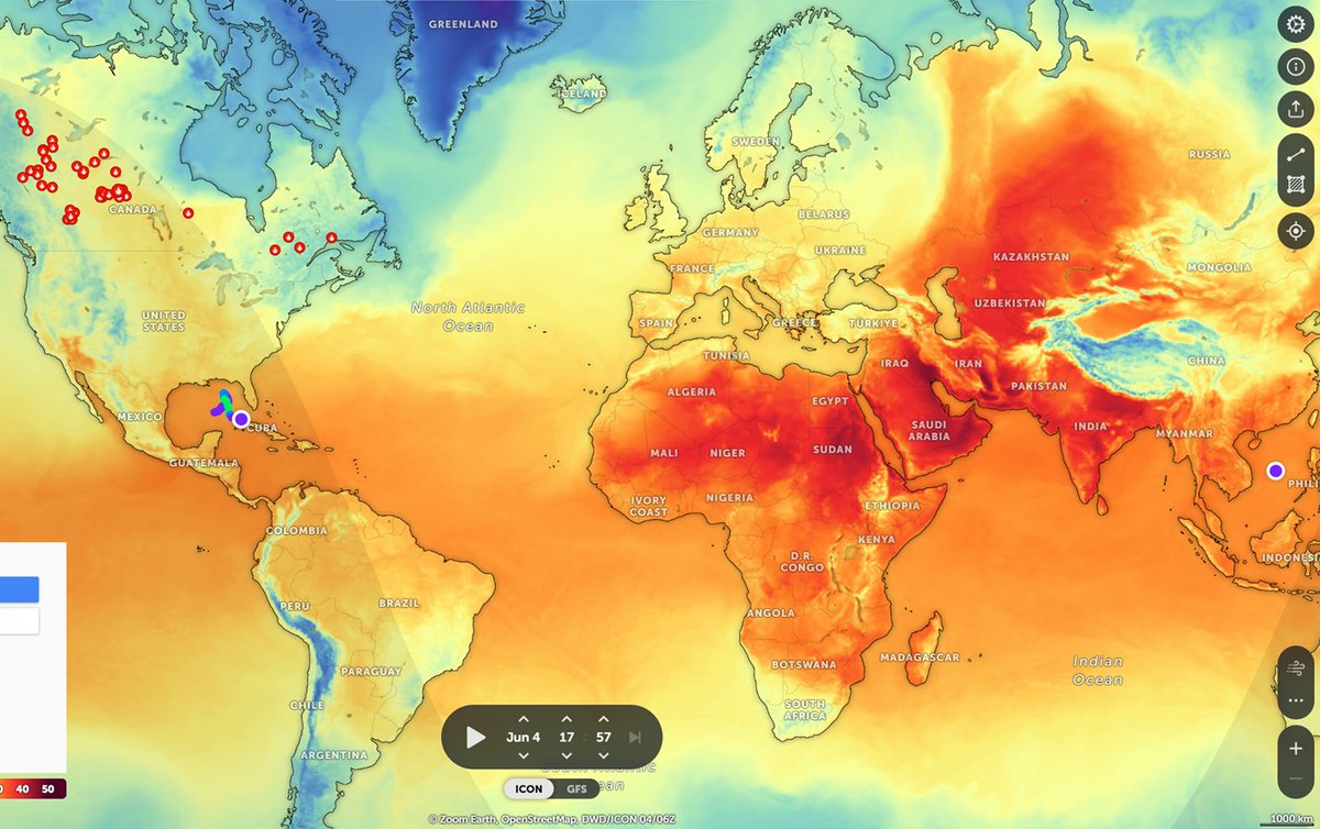 RT @AssaadRazzouk There is some insane "weather" around right now

>Siberia: Hottest day in history
>Canada: 28,000 sq. km burned by wildfires
>Antarctic: Sea ice extent lowest on record in May
>Global: Hottest May sea surface temperatures on record
>Japan: 100 rainfall records broken

#climate