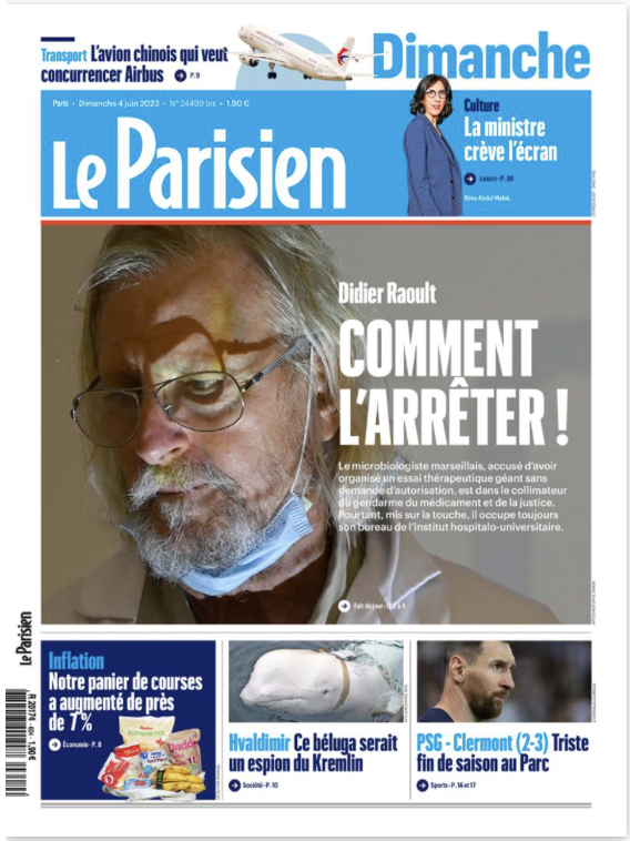 dupontaignan's tweet photo. La couverture de la honte ! 
Ceux qui ont organisé la plus grande expérimentation, sans le consentement de millions de Français, avec un « vaccin » sans recul aux effets secondaires graves, osent salir celui qui a soigné et sauvé des milliers de vies ! https://t.co/dNR5rVTtXV