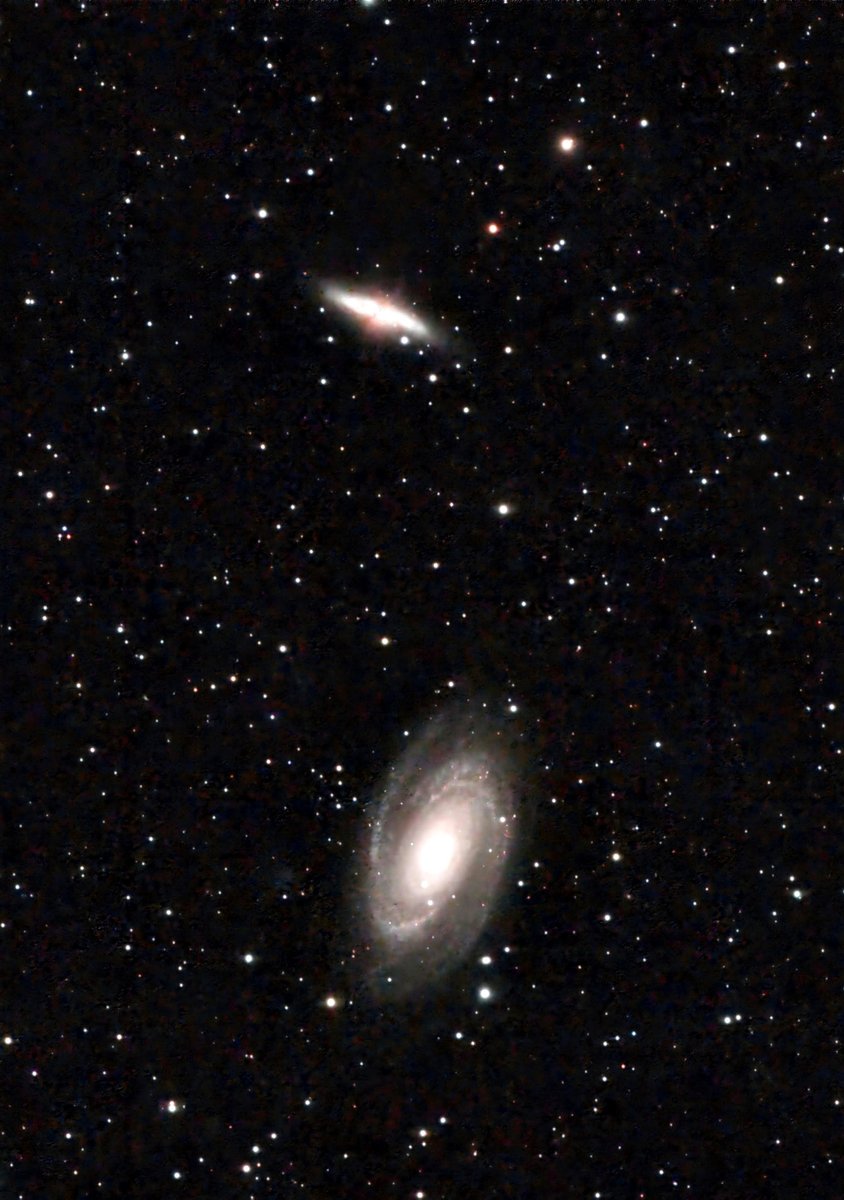 M81，M82銀河　PI＋BXT＋NXTで再処理
2023/2/20 23h52m～ 高萩市小山ダム
FS-60CB＋エクステンダー　600㎜　F10 APS-Cクロップ 900mm相当
SONY　α７R（HKIR機）CBP
Vixen SX2・Kowa LM75JC･MGEN-3でオートガイド
ISO 2500，5分×22（総露光1時間50分）
トリミング
#天体写真　#FS60CB