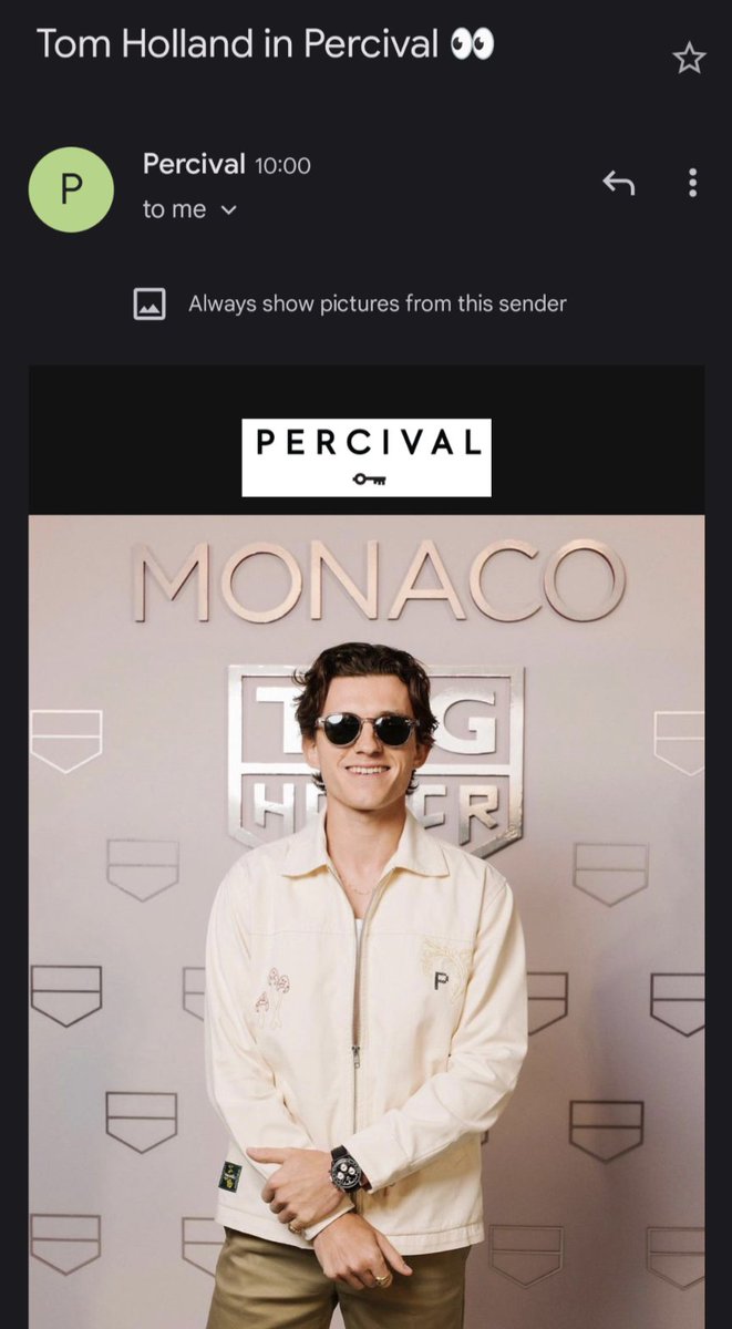 Never been more disappointed to open an email <a href="/holland_tom/">Tom Holland</a> 

I thought you had expanded your repertoire from elite sportsman to fashion icon