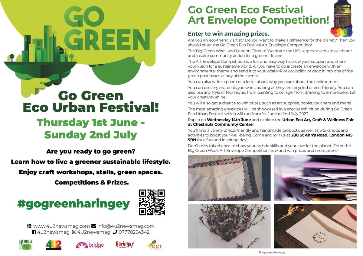 Take part in our recycled envelope competition!
Save an unwanted envelope from the recycling bin and transform it into an incredible piece of artwork and enter it into our competition

#gogreenharingey #haringeygogreen #sustainability #gogreen #greenweek #upcycle #craft #art