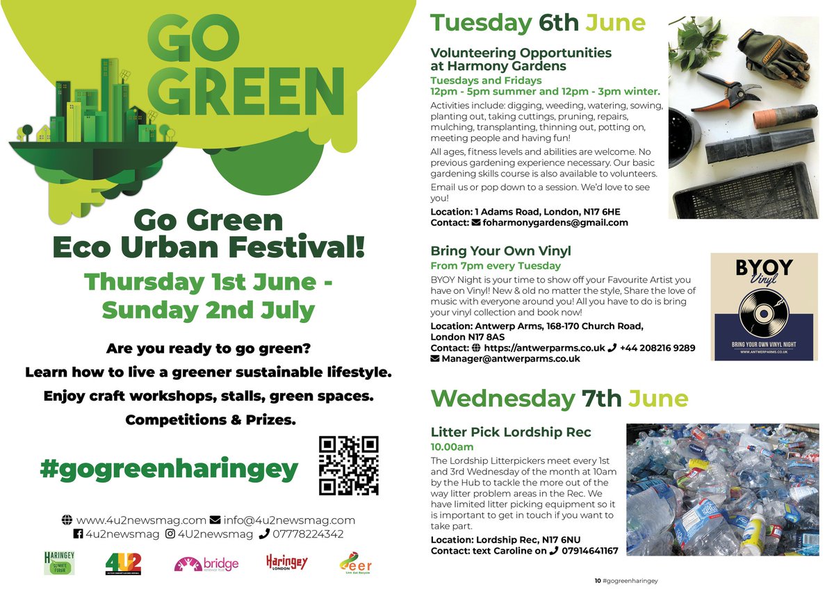 Have you set our your plans for next week yet? Try one of this activities for #GOGREENHARINGEY Eco-Urban Festival 2023 on Tuesday and Wednesday 

#tottenham #haringeybusiness #community #gogreen #greenweek #haringeygogreen