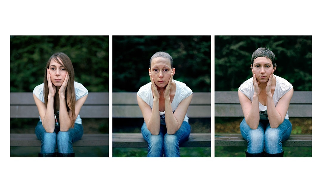 It's National Cancer Survivors Day today. Thinking of those going through cancer treatment right now. I was diagnosed with stage 4b Hodgkin Lymphoma 11 years ago. I made a photo-documentary & this triptych of self-portraits is from diagnosis-remission. #nationalcancersurvivorsday