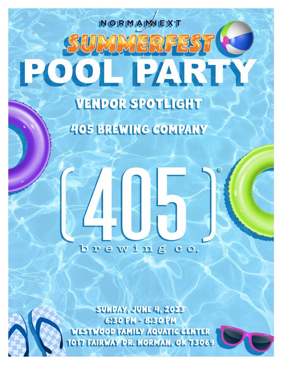 Norman NEXT (@normannext) on Twitter photo We are so excited to have <a href="/405Brewing/">405Brewing</a> as one of the breweries at the Norman NEXT SummerFest Pool Party TONIGHT! We will see you there! 😎🍻 We are so excited to have <a href="/405Brewing/">405Brewing</a> as one of the breweries at the Norman NEXT SummerFest Pool Party TONIGHT! We will see you there! 😎🍻