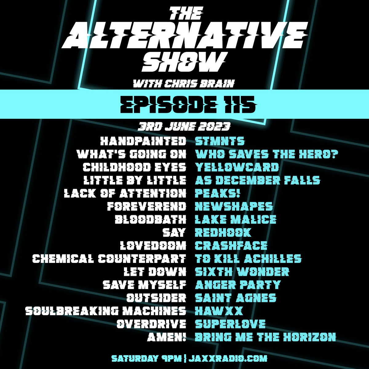 The Alternative Show (@altshowradio) on Twitter photo ๐ฅSUNDAY JAMS ๐ bit.ly/42n5uIf ๐ฅ
This weeks show is on catchup NOW! On this weeks show we have a @downloadfest Spotlight on <a href="/lakemalice/">Lake Malice</a>, <a href="/weareredhook/">RedHook</a> and <a href="/crashfaceuk/">CRASHFACE</a>! Plus awesome music from <a href="/stmntsband/">STMNTS</a>, <a href="/WeareSaintAgnes/">๐ ๐ ๐ ๐ ๐ ๐ ๐ ๐ ๐ ๐</a>, <a href="/AsDecemberFalls/">As December Falls</a>, <a href="/superlovemusic/">Superlove</a> and more! ๐ฅSUNDAY JAMS ๐ bit.ly/42n5uIf ๐ฅ
This weeks show is on catchup NOW! On this weeks show we have a @downloadfest Spotlight on <a href="/lakemalice/">Lake Malice</a>, <a href="/weareredhook/">RedHook</a> and <a href="/crashfaceuk/">CRASHFACE</a>! Plus awesome music from <a href="/stmntsband/">STMNTS</a>, <a href="/WeareSaintAgnes/">๐ ๐ ๐ ๐ ๐ ๐ ๐ ๐ ๐ ๐</a>, <a href="/AsDecemberFalls/">As December Falls</a>, <a href="/superlovemusic/">Superlove</a> and more!