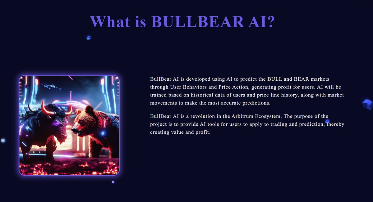 WhaleCoinTalk's tweet photo. Discover @bullbear_ai - revolutionizing the Arbitrum ecosystem!⚡️

Predict bull and bear markets precisely using their AI trained on historical data and market movements. $AIBB tier-1 CEX listing coming soon.

Learn more!↘️

🌐 https://t.co/ITPgFDAHVo
📈 https://t.co/U0XLjFmxpE https://t.co/KqO9PUCiPe