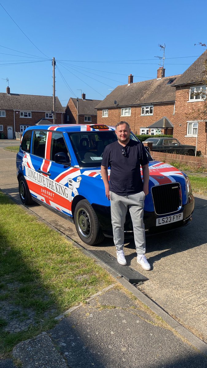 Today our volunteers are taking a group of veterans to Normandy for the D Day commemorations. Thank you to <a href="/Sherbetlondon/">Sherbet London</a> for loaning one of our drivers this cab.