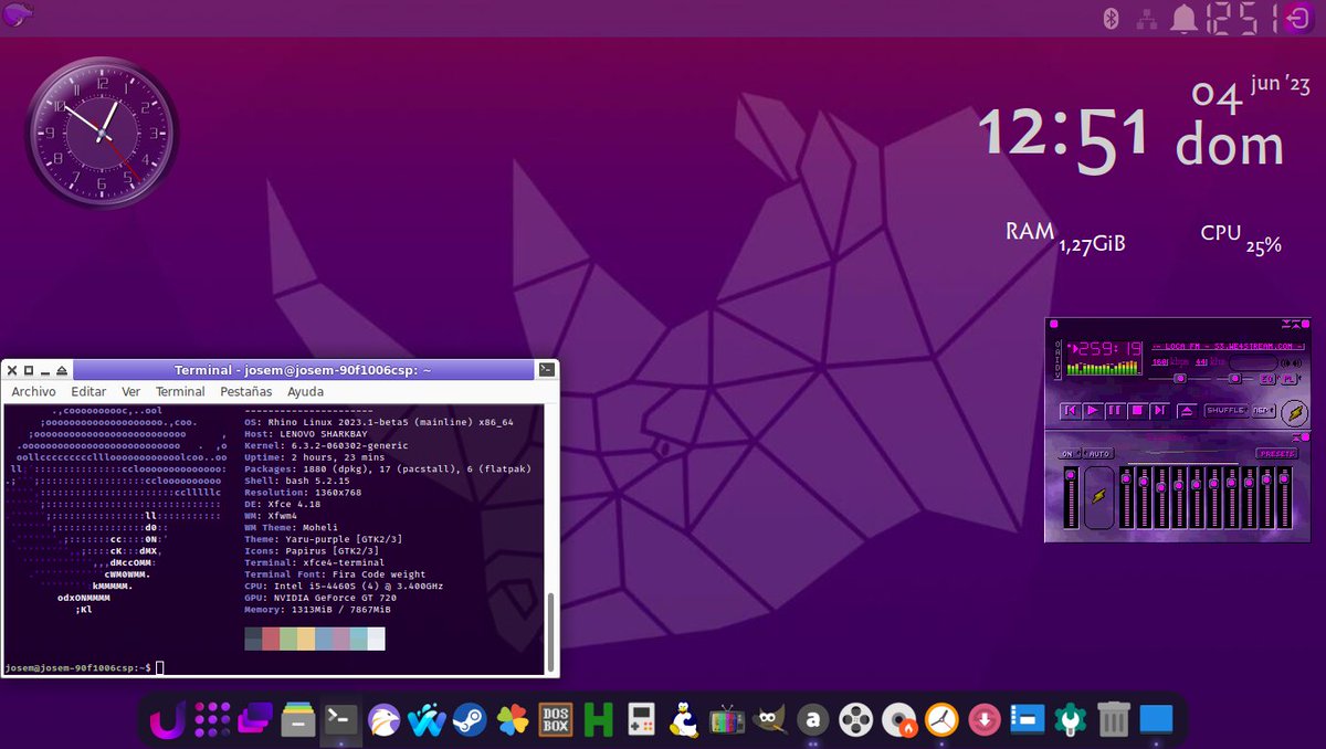 jmpsosa79's tweet photo. Empezamos el domingo presentando una distribución basada en Ubuntu llamada Rhino Linux con escritorio Unicorn (Xfce 4.18). Es un Ubuntu pero con sistema Rolling Release, muy interesante este proyecto 😃 #Linux #opensource #RhinoLinux #Unicorn #RollingRelease #Ubuntu #Xfce 🖥️🖱️⌨️ https://t.co/0kBsfPaEMP