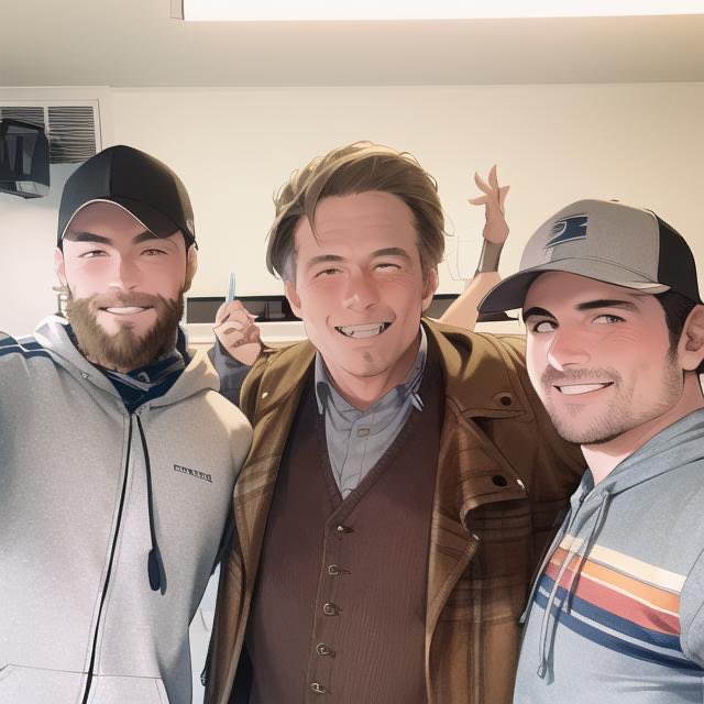 Patrooshs's tweet photo. I like how ai drew me, Bryan Cranston, and Tyler D like some Archie comic goons. https://t.co/W5FC5BUUCs