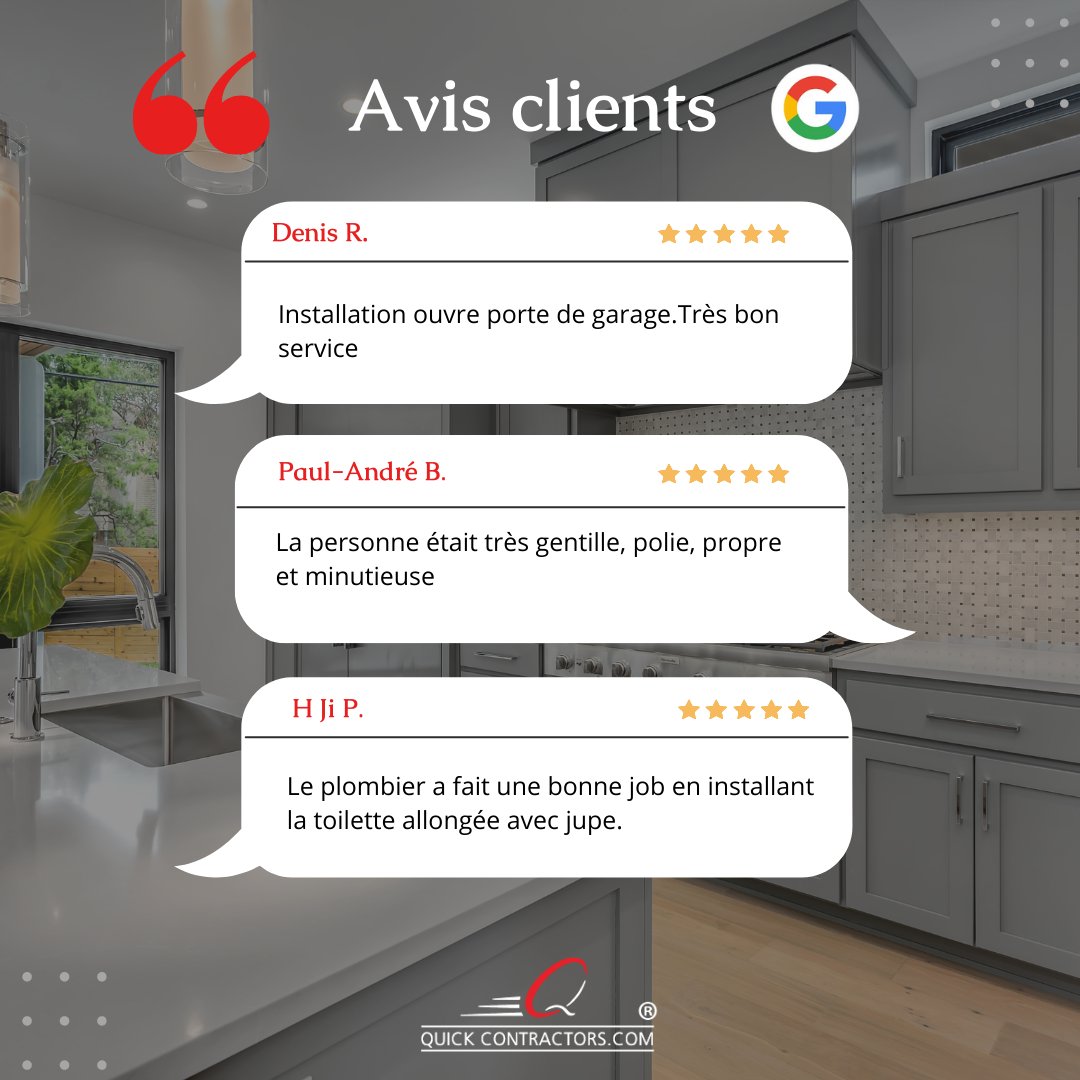 QuickContractor's tweet photo. Thank you very much for choosing QuickContractors. We are happy to see you were satisfied with our services. 

Merci beaucoup d'avoir choisi QuickContractors. Nous sommes heureux de voir que vous êtes satisfait des services rendu par notre équipe. 

https://t.co/5QEzvN5r8f https://t.co/G6s6GXoBLv