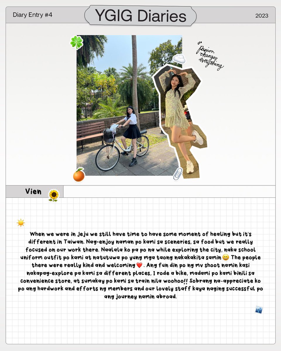 ygig_official's tweet photo. [💾 YGIG DIARIES] 

Diary Entry by YGIG VIEN 🍀

‹ 📝🌼 : Naalala ko pa po na while exploring the city, naka-school uniform outfit po kami at natutuwa po ‘yung mga taong nakakakita sa amin! › 

#YGIGVien #YGIGDiaries #YGIGComeback #YGIG https://t.co/xt6dI6LU18