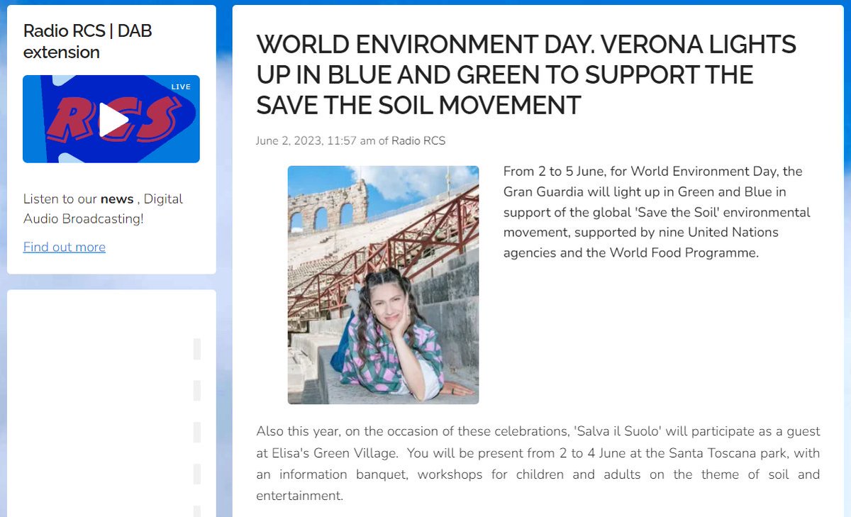 @AlsoliCinzia @TgVerona @TgPadova Wonderful to see this coverage of #SaveSoil in the Italian press! Thanks @RadioRCSVerona
🌱💙 💚

#EnvironmentDay #WorldEnvironmentalDay #EnvironmentDay23