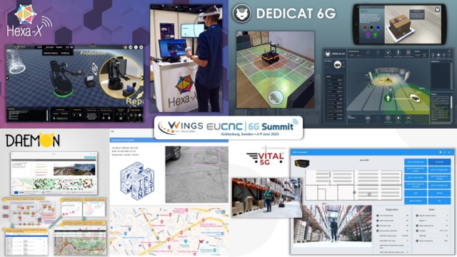 Join us in @EuCNC,  (Gothenburg, Sweden, 6-9 June 2023).
@WINGS  holds demonstrations of innovative applications for manufacturing, transportation infrastructure management, health, public safety at booths of @Hexa_X_2020, @DEDICAT6G, @h2020daemon, @5gVital, @5g_era, @trialsnet