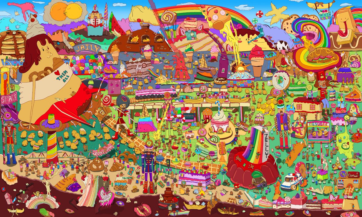eggaround1's tweet photo. Candy Land    🖼️11811*7087   
A land of sweets that in reality is not as sweet as you think.   Love live the dessert

Link 🔻
#NFT https://t.co/lfv5EW0G0t