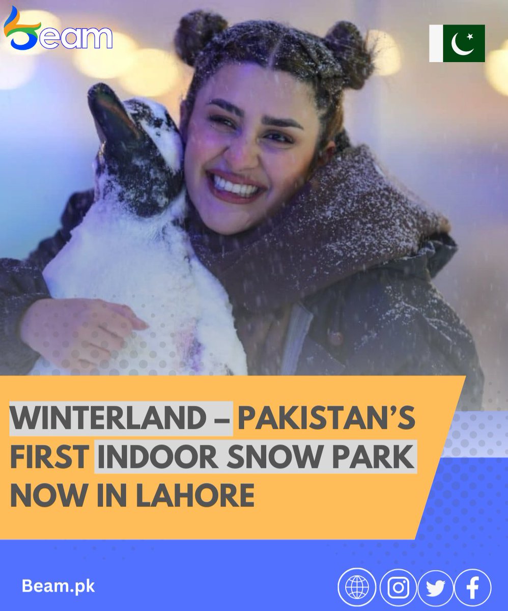 BeamPakistan's tweet photo. Lahore celebrates the grand launch of Winterland, the first-ever indoor snow park. Get ready for a thrilling and unforgettable experience in the city. #winterlandlahore #LahoreMeetup #Kubrakhan #Alibutt https://t.co/jKBb3c4qzw