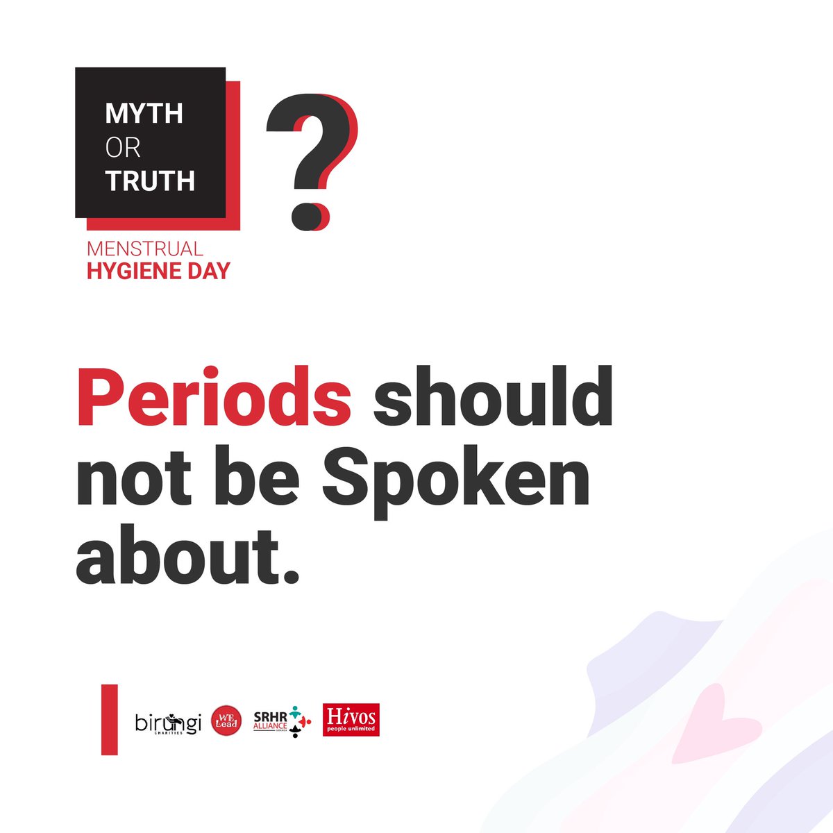 Start the period conversations early and slowly build on your child's understanding. Girls and boys need reliable information about periods.

#HealthyPeriods4Her 
#WeAreCommitted 
#WeLeadOurSRHR