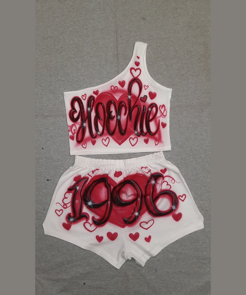 Excited to share the latest addition to my #etsy shop: #Airbrush Name #Hoochie #Est #Year #Birthday #One #Shoulder #Crop #Top #Shorts #Set Neon  #90s #Style #Freaknik #Y2K #Fashion #Photoshoot etsy.me/3N7zPGp #glowinthedark #customairbrush #airbrushedname