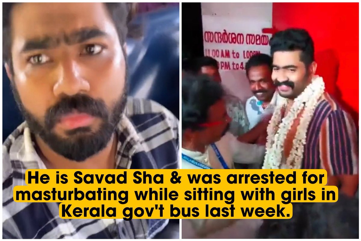 This is happening in the “most literate” state of India - a sex pest caught red handed on camera is being given a hero’s welcome after getting bail 

What use is the literacy if basic values are missing