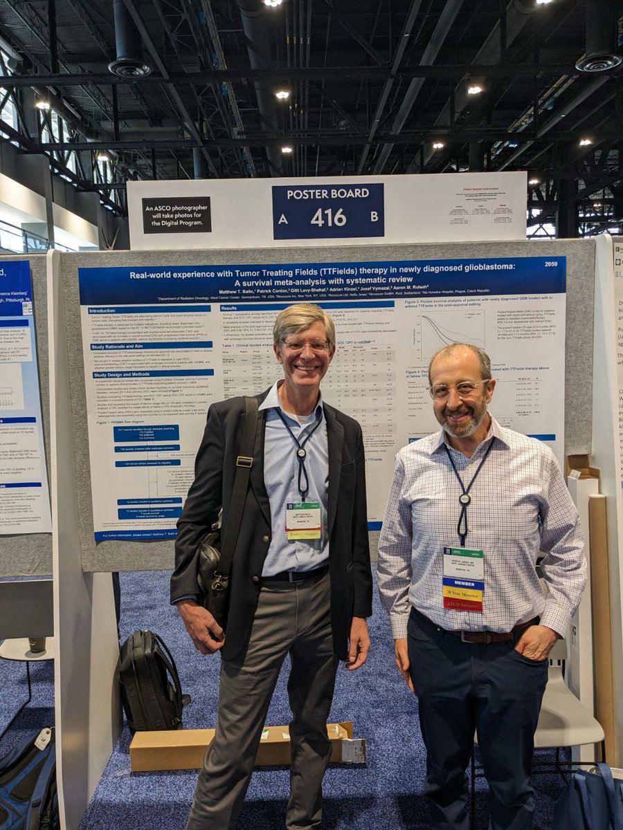 Great work @MatthewBallo @west_cancer @WCCRI_Research on presenting Real-world experience with Tumor Treating Fields for #GBM #Glioblastoma at the #ASCO23 poster session! @ASCO @Novocure @OptuneSystems