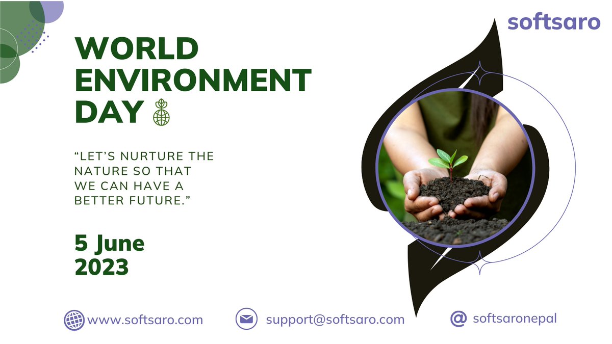 World Environment Day 2023
#softsaro #worldenvironmentday #5june #websitedevelopment #digitalmarketing #SEO #graphicsdesign #appdevelopment #cloudservices