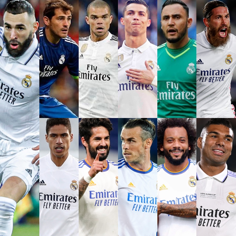 ➔ 2015: Iker Casillas salió del Real Madrid.
➔ 2017: Pepe salió del Real Madrid.
➔ 2018: Cristiano Ronaldo salió del Real Madrid.
➔ 2019: Keylor Navas salió del Real Madrid.
➔ 2021: Sergio Ramos salió del Real Madrid.
➔ 2021: Raphael Varane salió del Real Madrid.
➔ 2022: