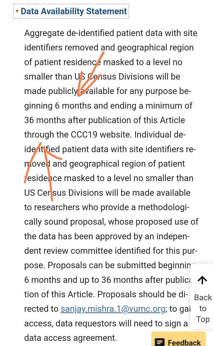 ..interesting a very strange data availabilaty statement⬇️minimum 6month and⬇️published date on May 2020 related cancer CCC19 therapy