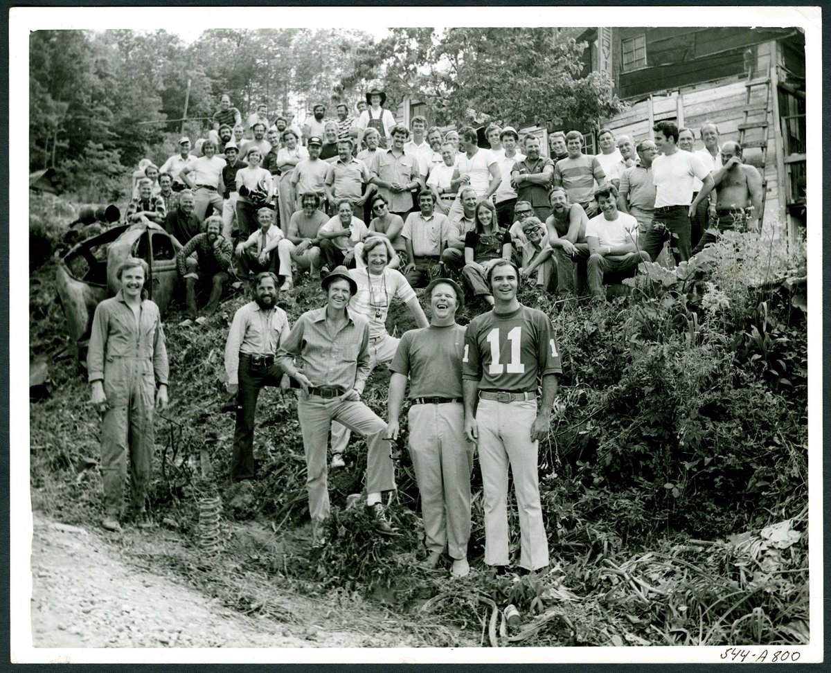 Cast and crew of 'Deliverance' on location in Rabun County Georgia (1972) #behindthescenes