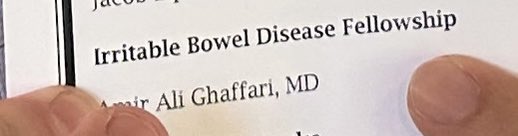 Classic Typo! But seriously, congrats @AmirGhaffariMD on completing your #IBD fellowship. We are thrilled to retain you as faculty @PittGILiverNutr. You are a clinical, research, and education triple threat, and a genuine, fun person. You make us better.