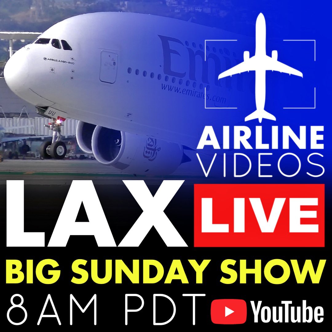 airlinevideos's tweet image. BIG SUNDAY SHOW starting at 8AM PDT 🔴LIVE PLANE SPOTTING at Los Angeles International Airport (LAX) with the Plane Jockeys ✈️ Watch LIVE on YouTube ➡️ youtube.com/live/EtP0LtXEs… via @YouTube @flyLAXairport #aviation #airplanes #airports #avgeek #planespotting #aviationdaily