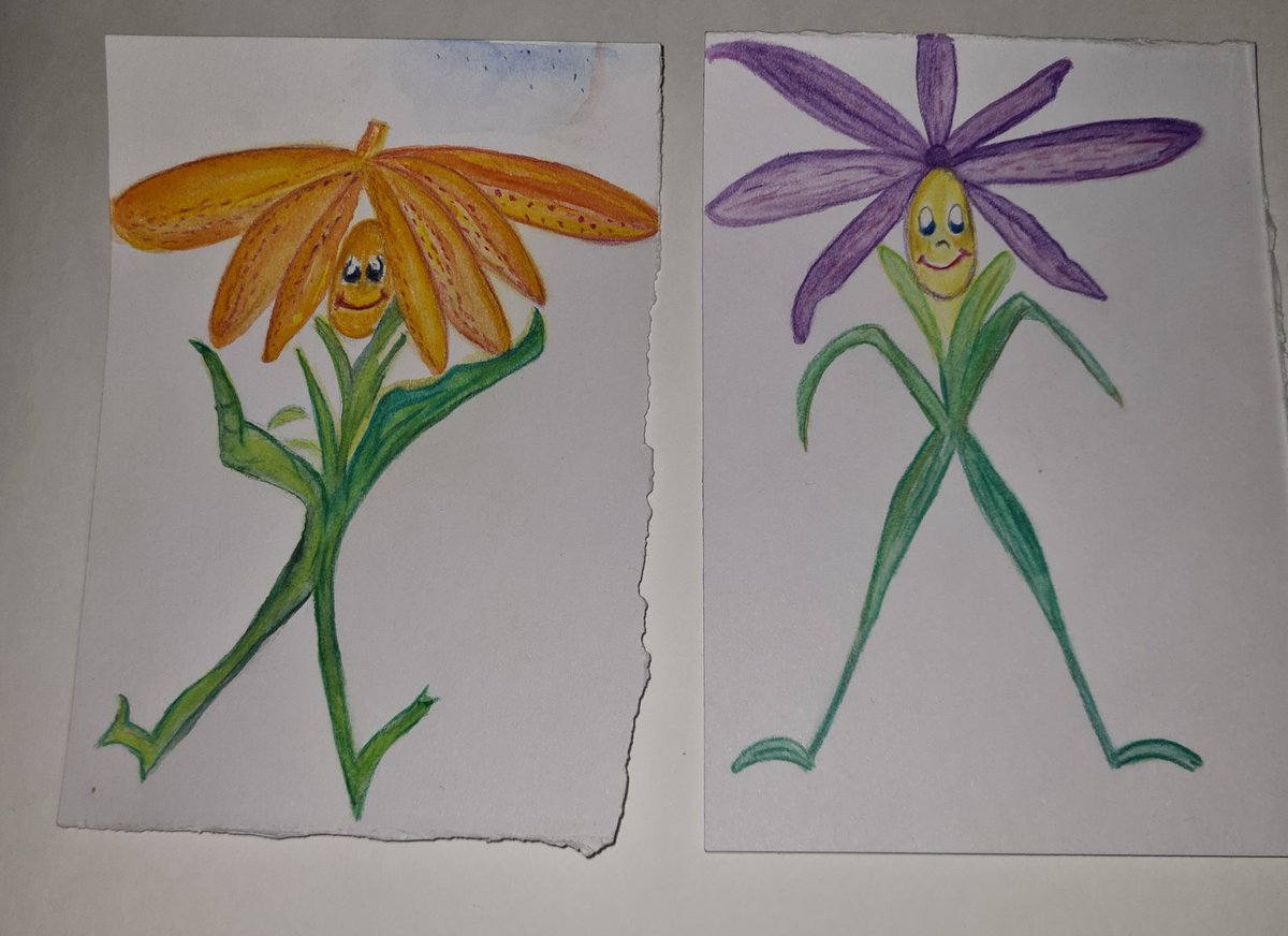 #kleineKunstklasse
#Aquarellfarben 
Hallo Leute, einen schönen Sonntag und zum Sommeranfang 2 Bilder, gemalt mit Aquarell Buntstiften.