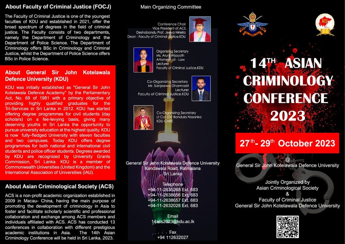 AsianCrim's tweet photo. The website of the 14th annual meeting of the Asian Criminological Society has been updated with new information!  It will be held in Sri Lanka on October 27th-29th this year. https://t.co/vQLjWDpwtC https://t.co/nxuEluotm0