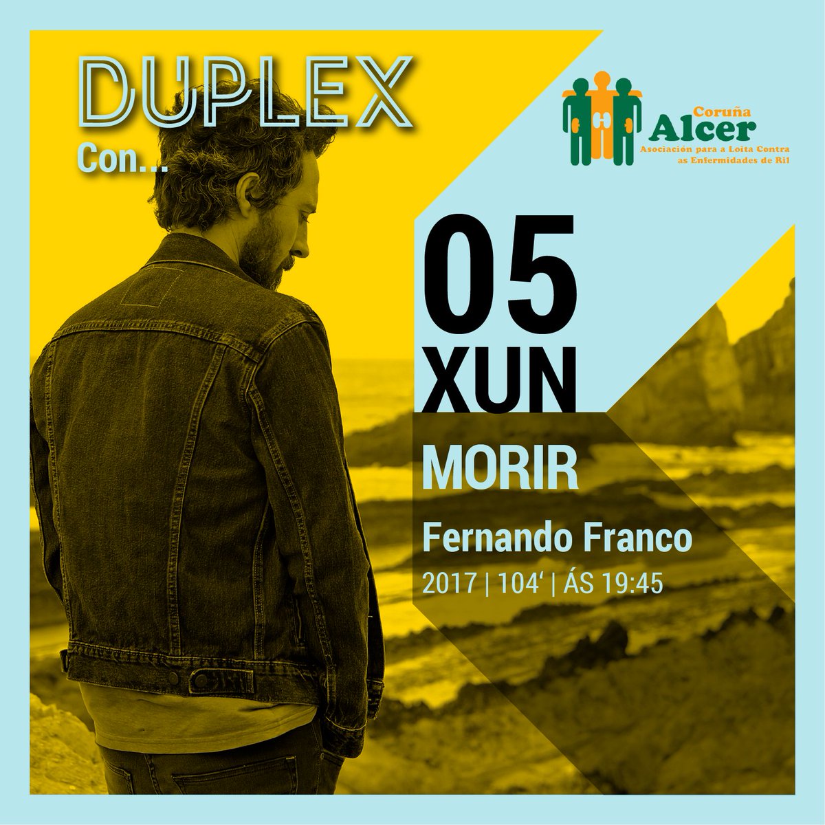duplex_cinema's tweet photo. #DUPLEXcon Mañá LUNS ás 19:45 visítanos Alcer Coruña, asociación en prol das persoas con Enfermidade Renal Crónica e as súas familias.
🎬 Presentarán MORIR de Fernando Franco, que conta coas maxistrais interpretacións de Marian Álvarez e Andrés Gertrudix: https://t.co/lIIP39I7Sh https://t.co/d5bE2l4m1b