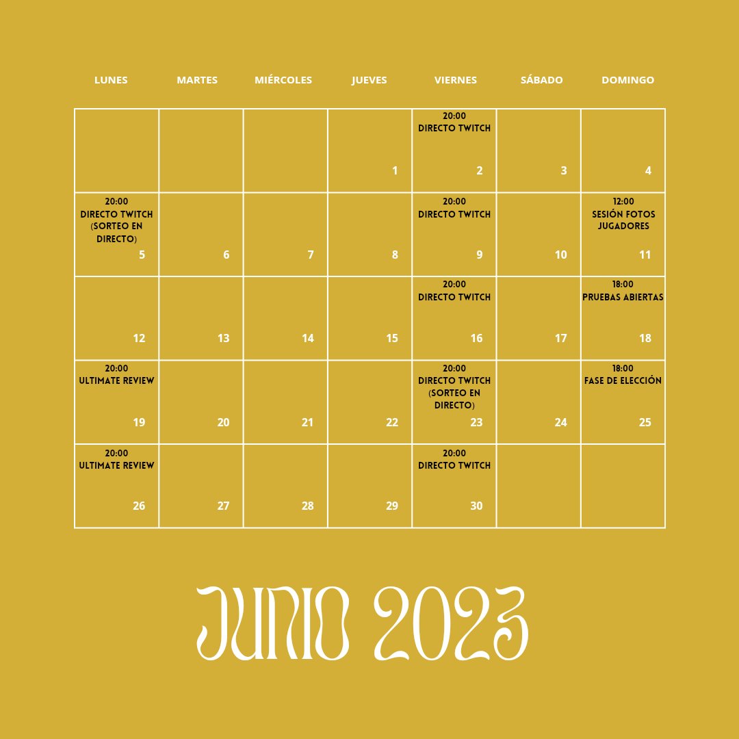 Ult__League's tweet photo. Programación de junio!!
Esto empieza en nada!!🤩🤩 https://t.co/ZGRSuT5e2g
