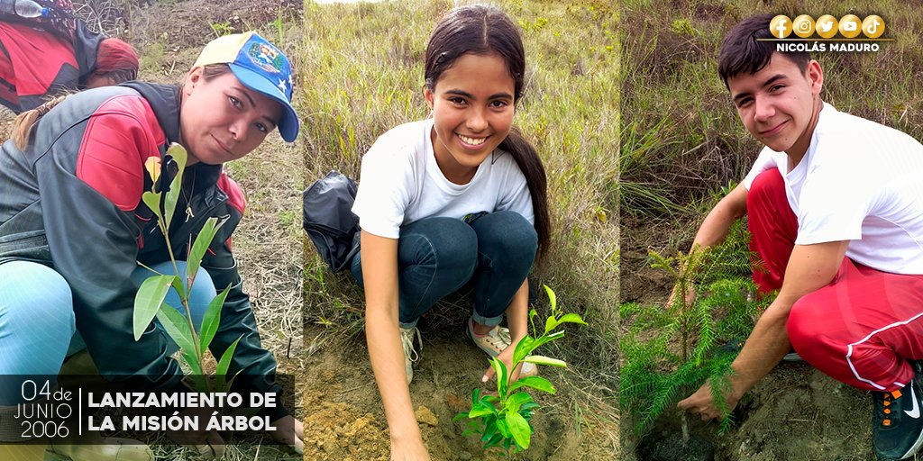 NicolasMaduro's tweet photo. La vegetación es esencial para preservar el equilibrio del planeta, a partir de esta idea, nuestro Comandante Hugo Chávez creó la Misión Árbol para impulsar el reconocimiento de los Derechos de la Madre Tierra y contribuir con la construcción de una nueva sociedad ambientalista. ¡Por una Venezuela Verde!