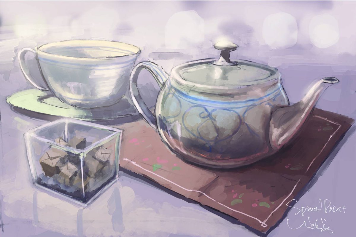 no humans teapot cup teacup signature still life tea  illustration images