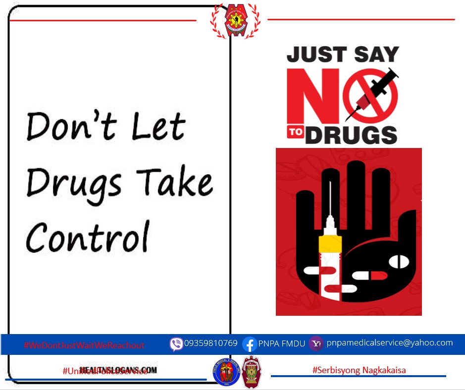 FmduPnpa's tweet photo. DON'T LET DRUGS TAKE CONTROL
SAY NO TO DRUGS
#UnifiedPoliceService
#SerbisyongNagkakaisa
#WeDontJustWaitWeReachOut https://t.co/uU9Mernz6x