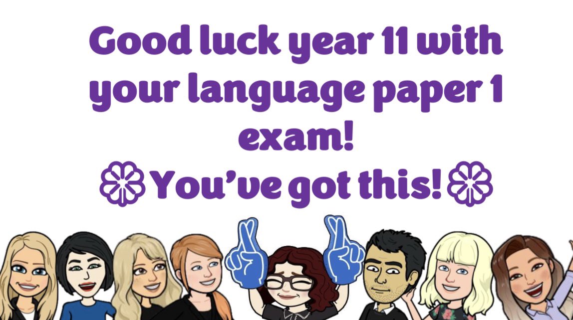 💜 YEAR 11 STUDENTS - GOOD LUCK! 💜 
📚English language paper 1 on Monday. 📚

#hardwork #proud #TeamEnglish