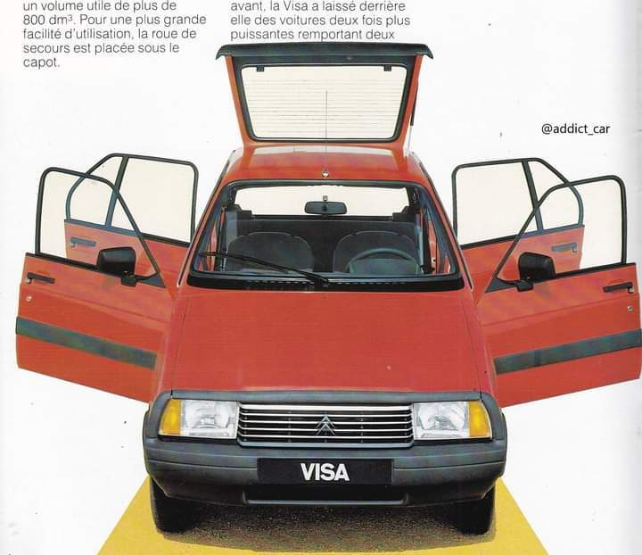 Despite strong home competition from the newer Peugeot 205 and Renault Super 5, there was life left in Citroën's singular-looking Visa. This 1985 French brochure caught the eye with a strikingly colourful, yet simple, cover. #carbrochure #Citroen